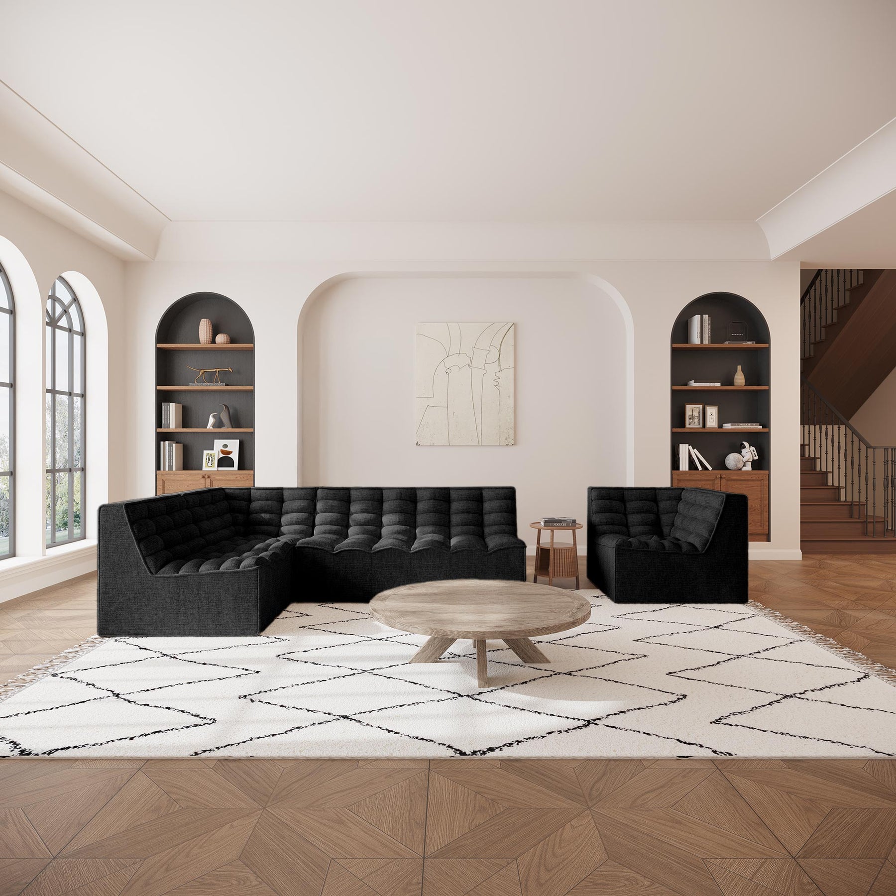 ZEYNA Fauteuil modulable angle réversible tissu noir