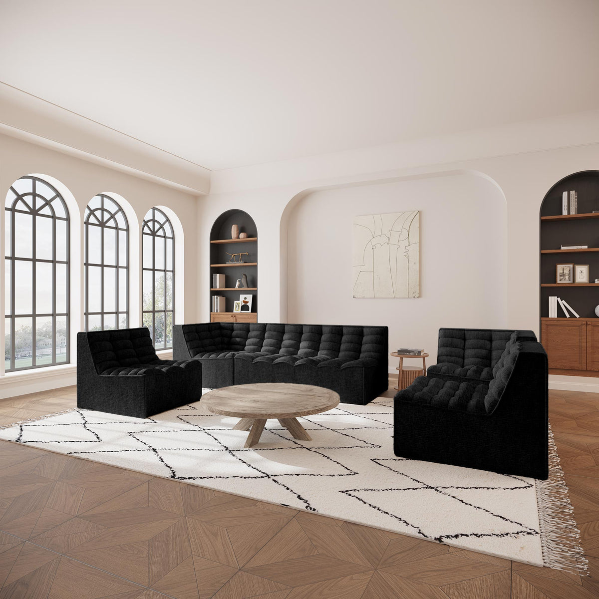 ZEYNA Fauteuil modulable angle réversible tissu noir